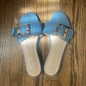 Blue Denim Slide Sandals